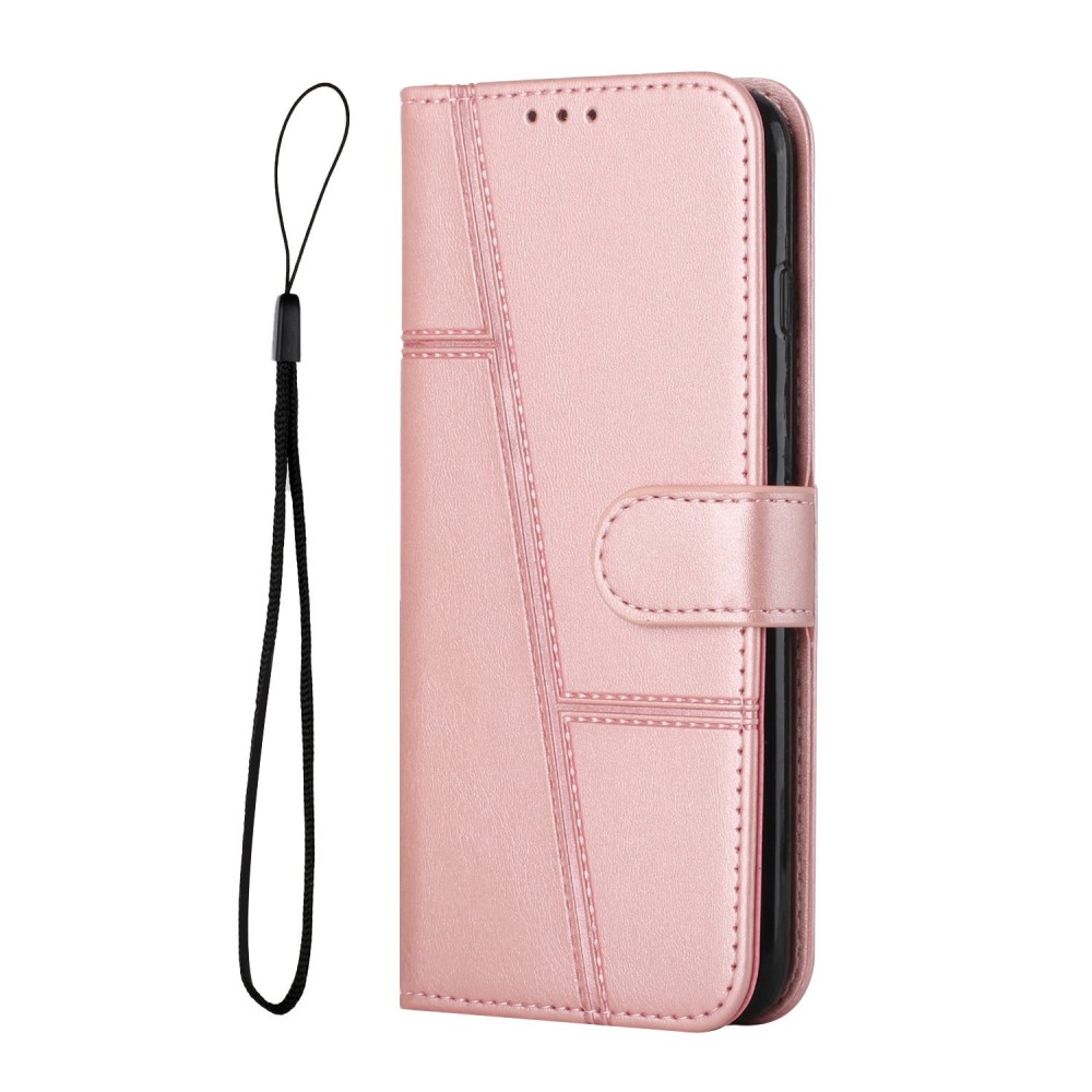 עבור Oppo Reno8 5G כיסוי ארנק / ספר עשוי מעור בצבע ורוד עם חריצים לכרטיסי אשראי