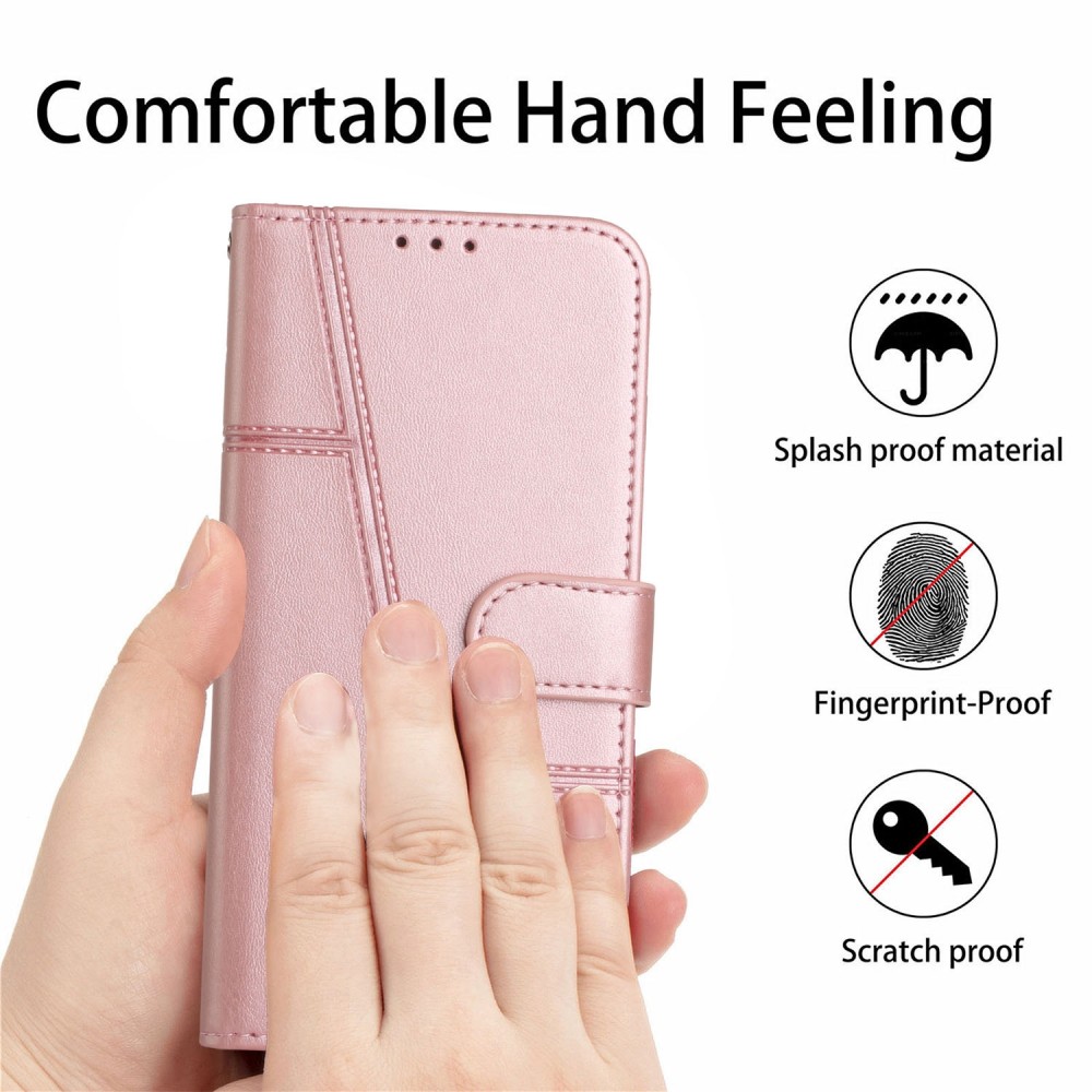 עבור Oppo Reno8 5G כיסוי ארנק / ספר עשוי מעור בצבע ורוד עם חריצים לכרטיסי אשראי
