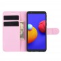 עבור Samsung Galaxy A01 Core כיסוי ארנק / ספר עשוי מעור בצבע ורוד עם חריצים לכרטיסי אשראי