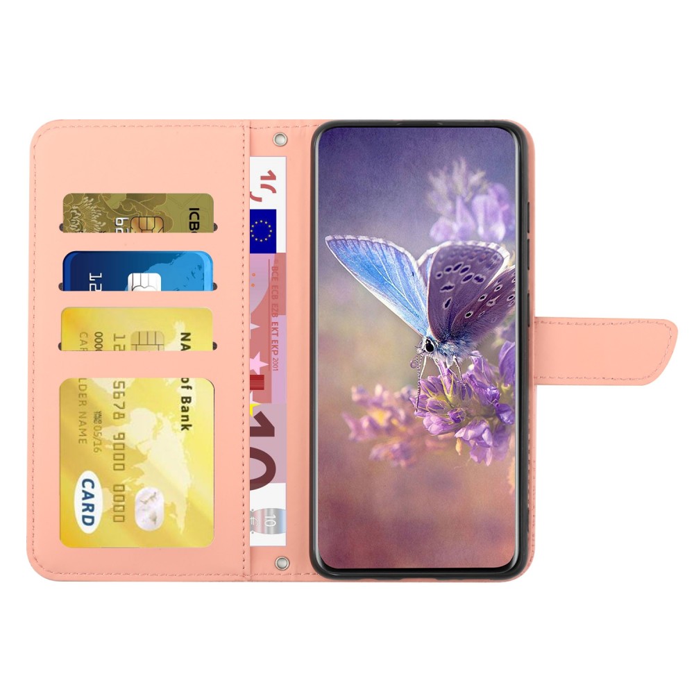 עבור Samsung Galaxy A10s כיסוי ארנק / ספר עשוי מעור בצבע ורוד עם חריצים לכרטיסי אשראי