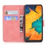 עבור Samsung Galaxy A20 כיסוי ארנק / ספר עשוי מעור בצבע ורוד עם חריצים לכרטיסי אשראי