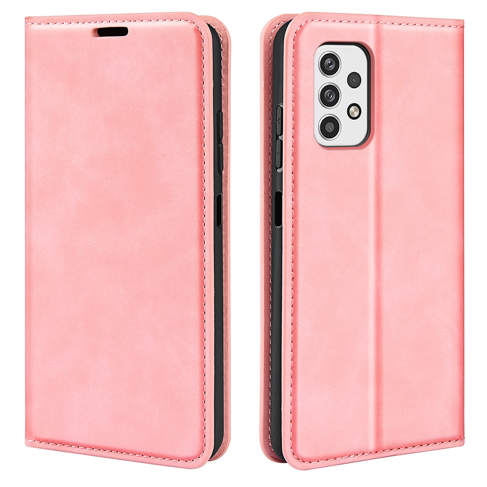 עבור Samsung Galaxy A23 5G כיסוי ארנק / ספר עשוי מעור בצבע ורוד עם חריצים לכרטיסי אשראי