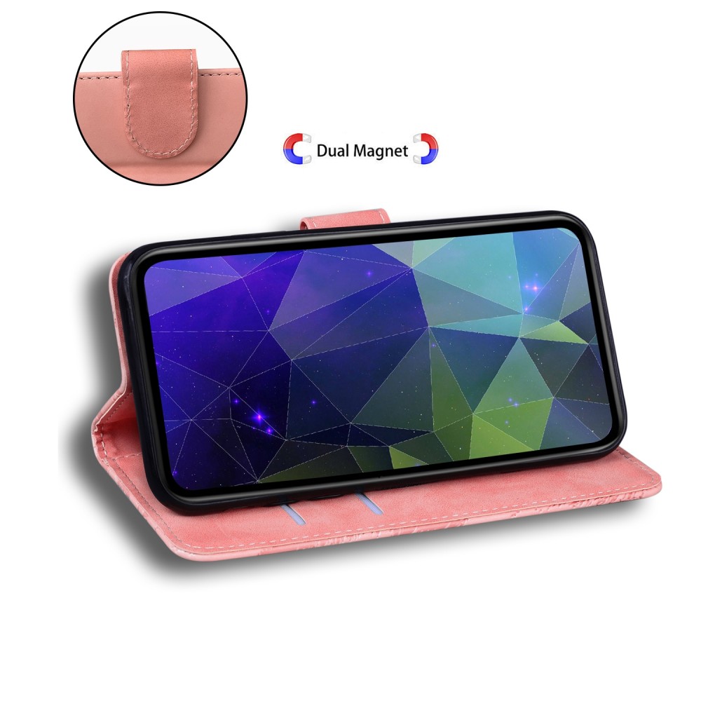 עבור Samsung Galaxy A30 כיסוי ארנק / ספר עשוי מעור בצבע ורוד עם חריצים לכרטיסי אשראי