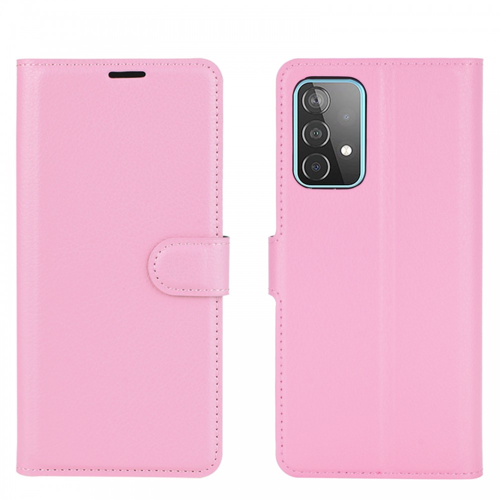 עבור Samsung Galaxy A52 כיסוי ארנק / ספר עשוי מעור בצבע ורוד עם חריצים לכרטיסי אשראי