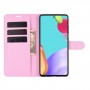 עבור Samsung Galaxy A52 כיסוי ארנק / ספר עשוי מעור בצבע ורוד עם חריצים לכרטיסי אשראי