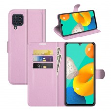 עבור Samsung Galaxy M32 כיסוי ארנק / ספר עשוי מעור בצבע ורוד עם חריצים לכרטיסי אשראי