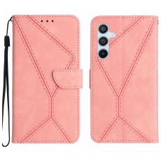עבור Samsung Galaxy M54 כיסוי ארנק / ספר עשוי מעור בצבע ורוד עם חריצים לכרטיסי אשראי