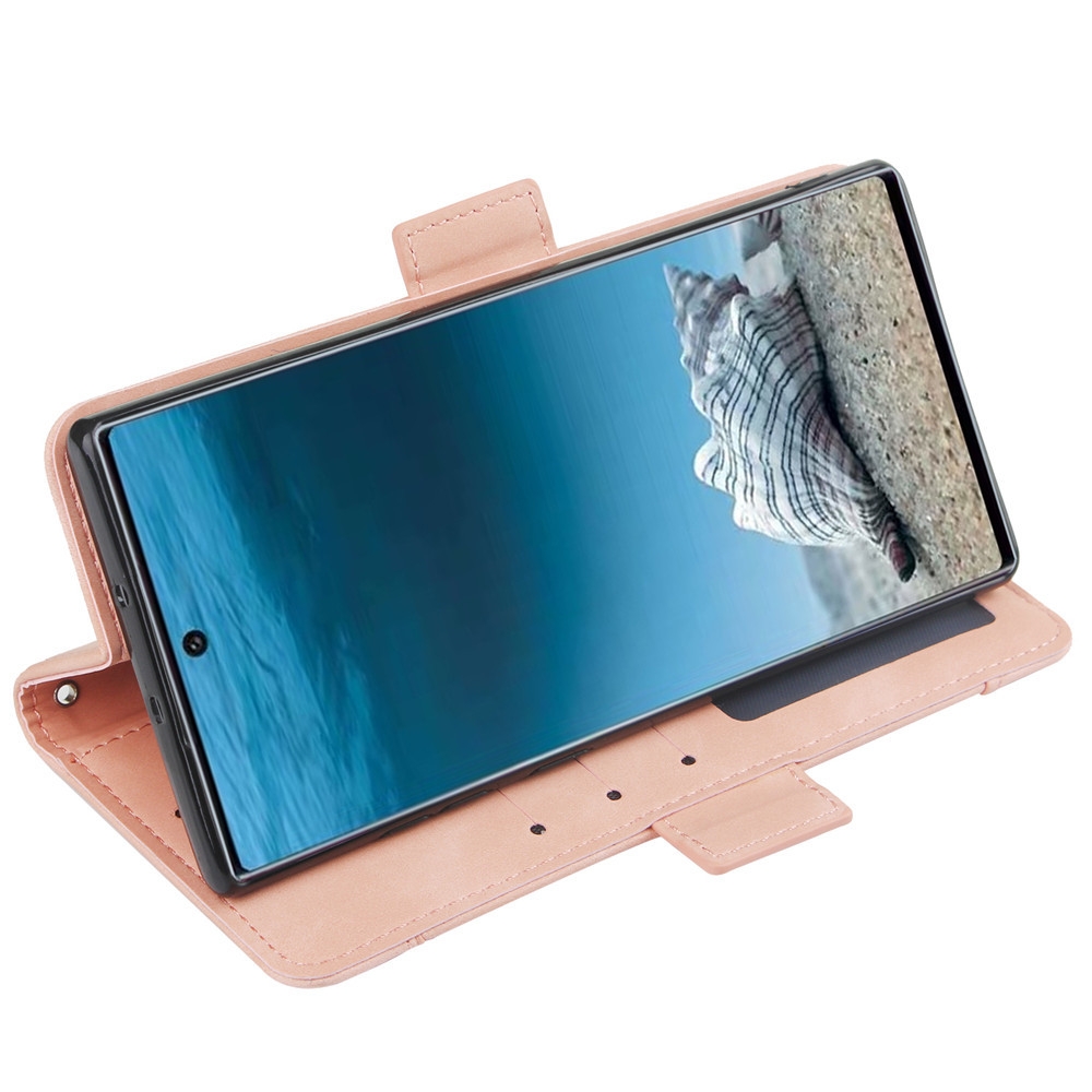 עבור Samsung Galaxy Note10+ 5G כיסוי ארנק / ספר עשוי מעור בצבע ורוד עם חריצים לכרטיסי אשראי