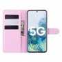 עבור Samsung Galaxy S20 FE 5G כיסוי ארנק / ספר עשוי מעור בצבע ורוד עם חריצים לכרטיסי אשראי