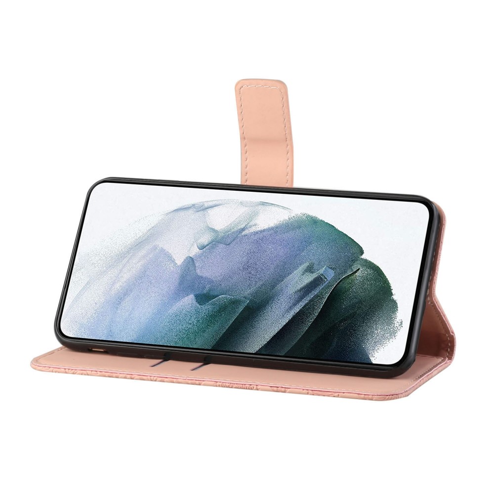 עבור Samsung Galaxy S23 כיסוי ארנק / ספר עשוי מעור בצבע ורוד עם חריצים לכרטיסי אשראי
