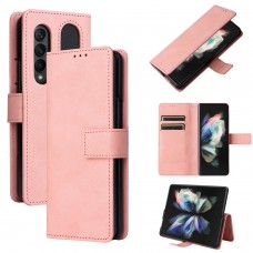 עבור Samsung Galaxy Z Fold4 כיסוי ארנק / ספר עשוי מעור בצבע ורוד עם חריצים לכרטיסי אשראי