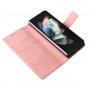 עבור Samsung Galaxy Z Fold4 כיסוי ארנק / ספר עשוי מעור בצבע ורוד עם חריצים לכרטיסי אשראי