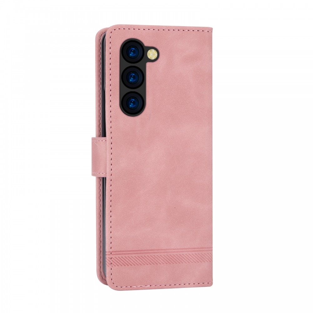 עבור Samsung Galaxy Z Fold5 כיסוי ארנק / ספר עשוי מעור בצבע ורוד עם חריצים לכרטיסי אשראי