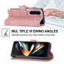 עבור Samsung Galaxy Z Fold5 כיסוי ארנק / ספר עשוי מעור בצבע ורוד עם חריצים לכרטיסי אשראי