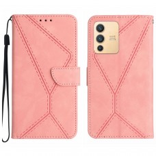 עבור Vivo V23 5G כיסוי ארנק / ספר עשוי מעור בצבע ורוד עם חריצים לכרטיסי אשראי