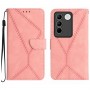 עבור Vivo V27 כיסוי ארנק / ספר עשוי מעור בצבע ורוד עם חריצים לכרטיסי אשראי