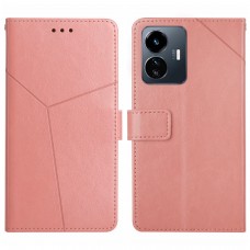 עבור Vivo Y35 כיסוי ארנק / ספר עשוי מעור בצבע ורוד עם חריצים לכרטיסי אשראי