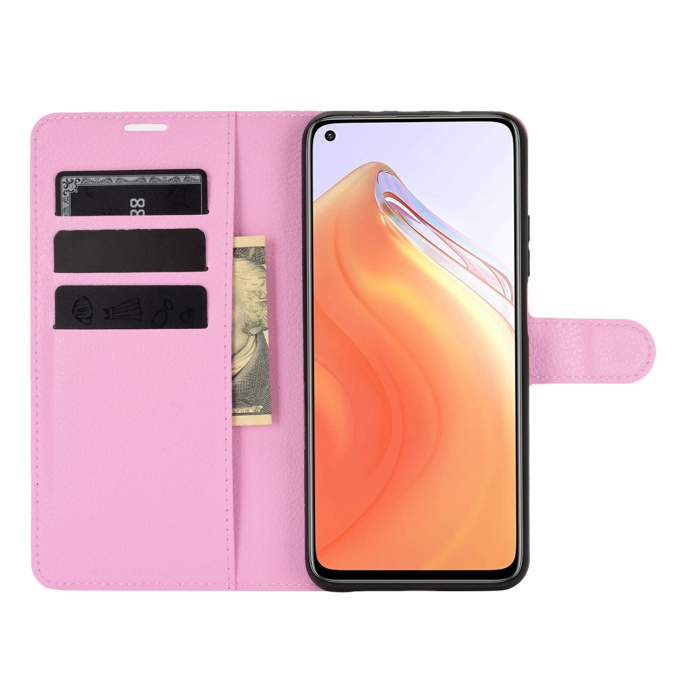 עבור Xiaomi Mi 10T Pro 5G כיסוי ארנק / ספר עשוי מעור בצבע ורוד עם חריצים לכרטיסי אשראי