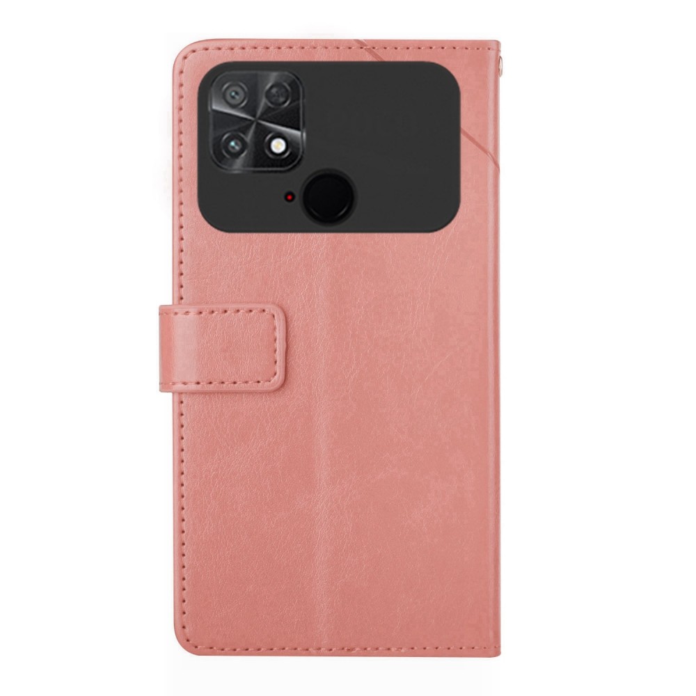 עבור Xiaomi Poco C40 כיסוי ארנק / ספר עשוי מעור בצבע ורוד עם חריצים לכרטיסי אשראי