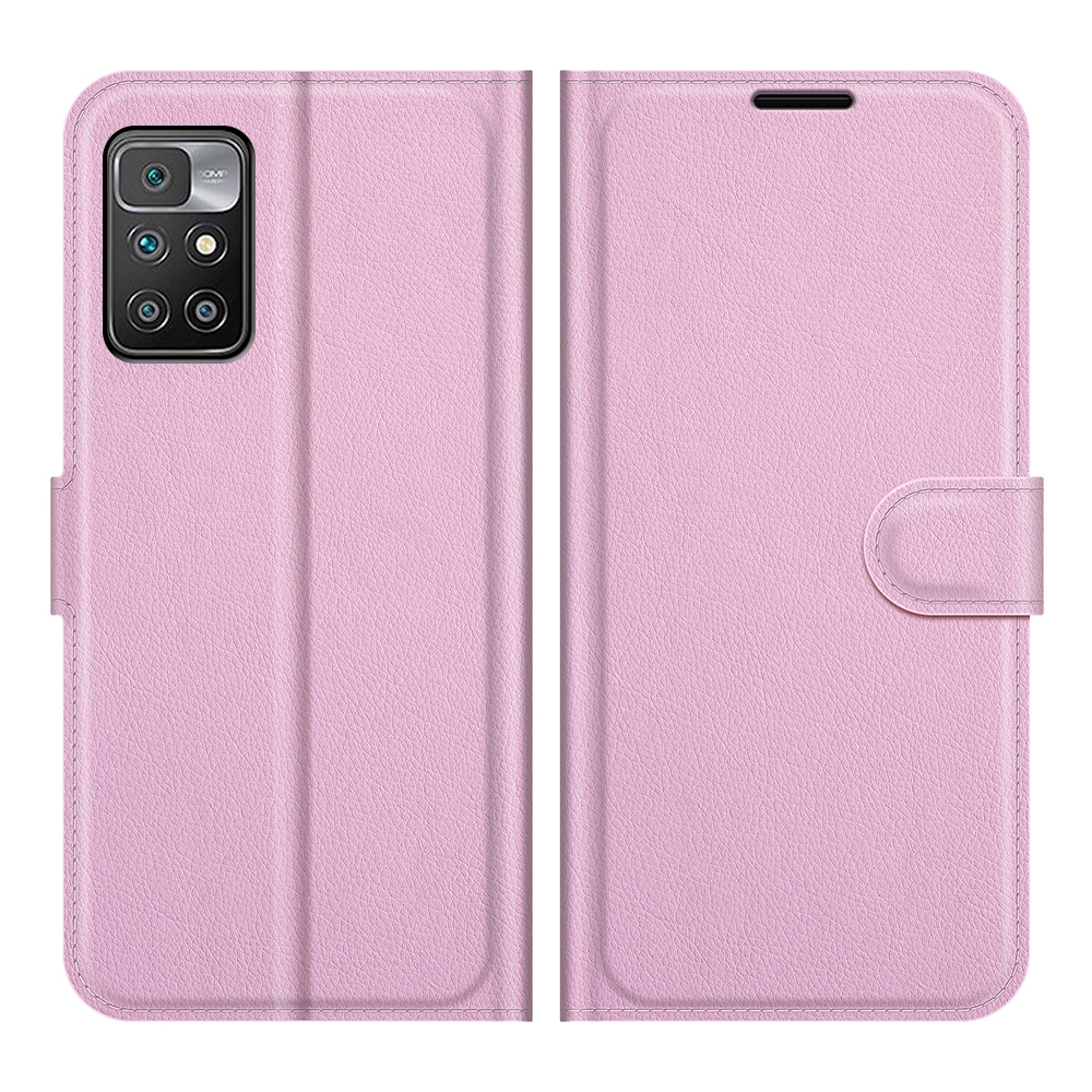 עבור Xiaomi Redmi 10 כיסוי ארנק / ספר עשוי מעור בצבע ורוד עם חריצים לכרטיסי אשראי