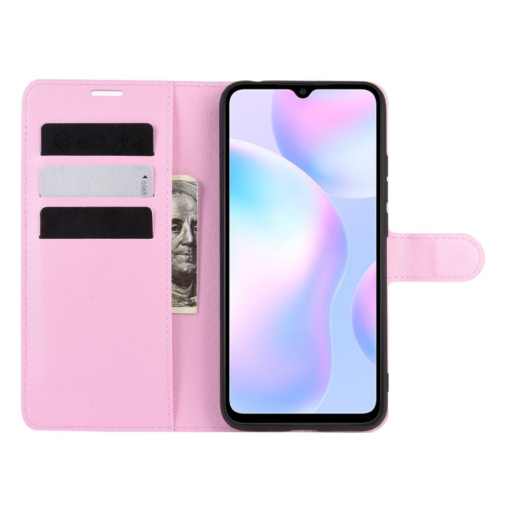 עבור Xiaomi Redmi 9A כיסוי ארנק / ספר עשוי מעור בצבע ורוד עם חריצים לכרטיסי אשראי