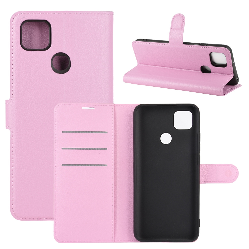 עבור Xiaomi Redmi 9C כיסוי ארנק / ספר עשוי מעור בצבע ורוד עם חריצים לכרטיסי אשראי