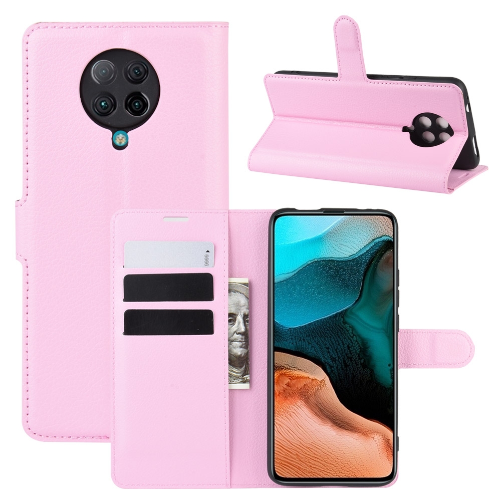 עבור Xiaomi Redmi K30 Pro כיסוי ארנק / ספר עשוי מעור בצבע ורוד עם חריצים לכרטיסי אשראי