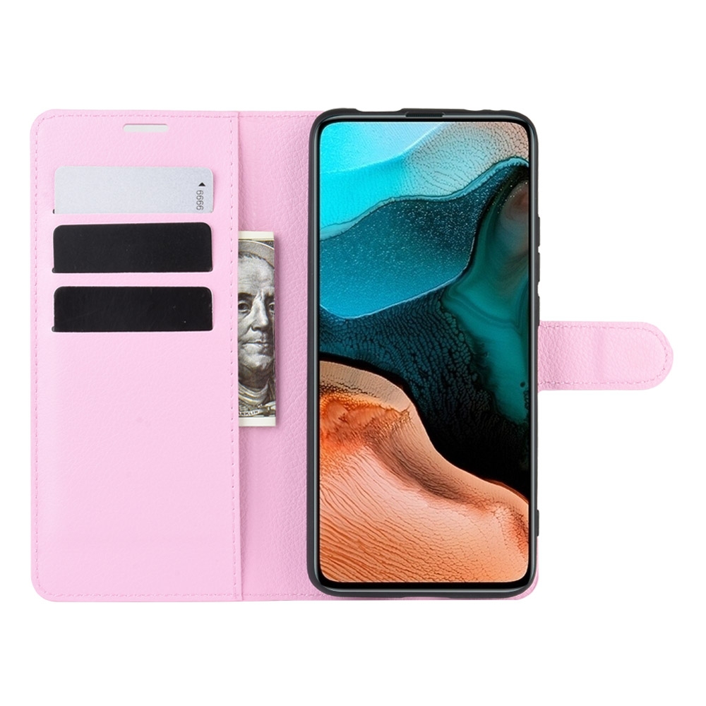 עבור Xiaomi Redmi K30 Pro כיסוי ארנק / ספר עשוי מעור בצבע ורוד עם חריצים לכרטיסי אשראי