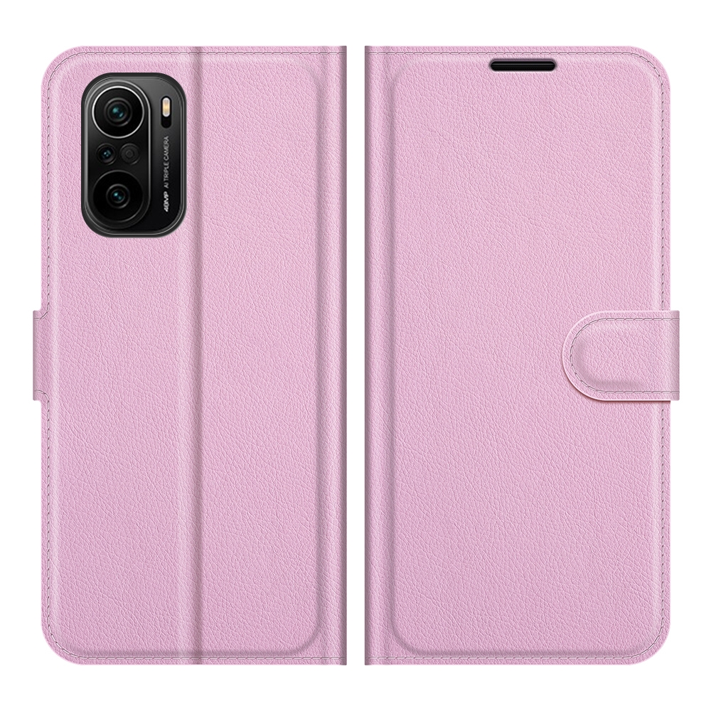 עבור Xiaomi Redmi K40 Pro כיסוי ארנק / ספר עשוי מעור בצבע ורוד עם חריצים לכרטיסי אשראי