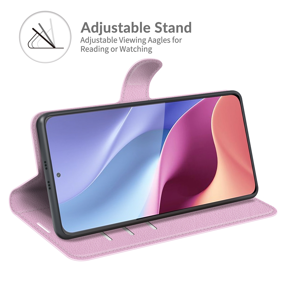 עבור Xiaomi Redmi K40 Pro כיסוי ארנק / ספר עשוי מעור בצבע ורוד עם חריצים לכרטיסי אשראי