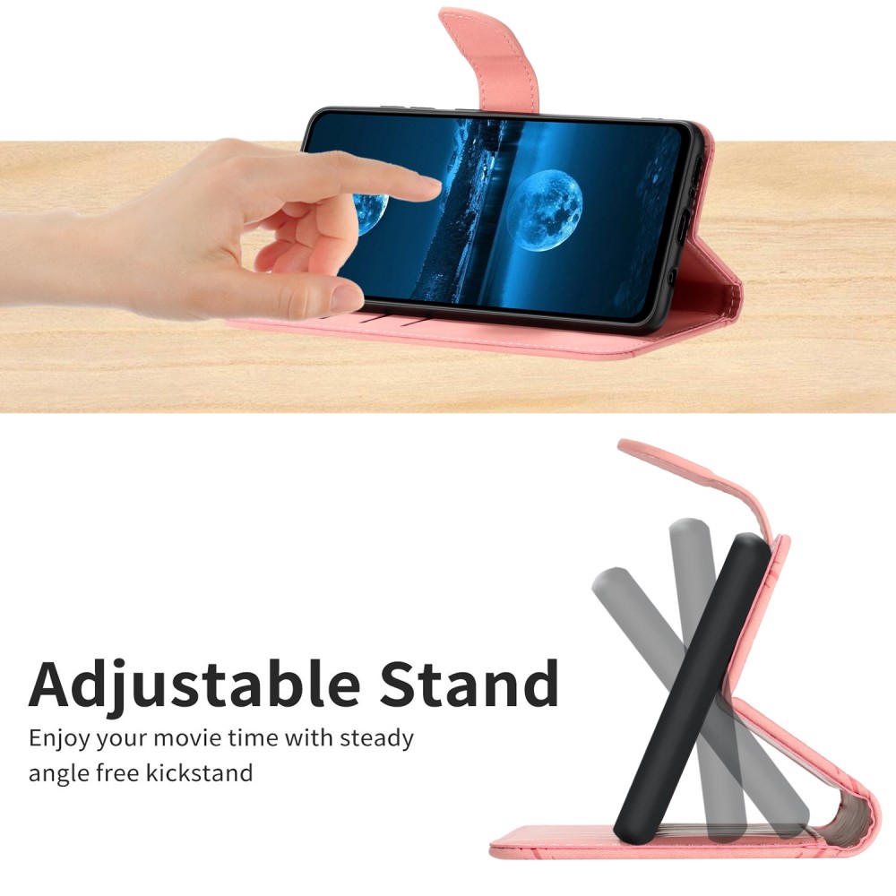 עבור Xiaomi Redmi Note 12S כיסוי ארנק / ספר עשוי מעור בצבע ורוד עם חריצים לכרטיסי אשראי