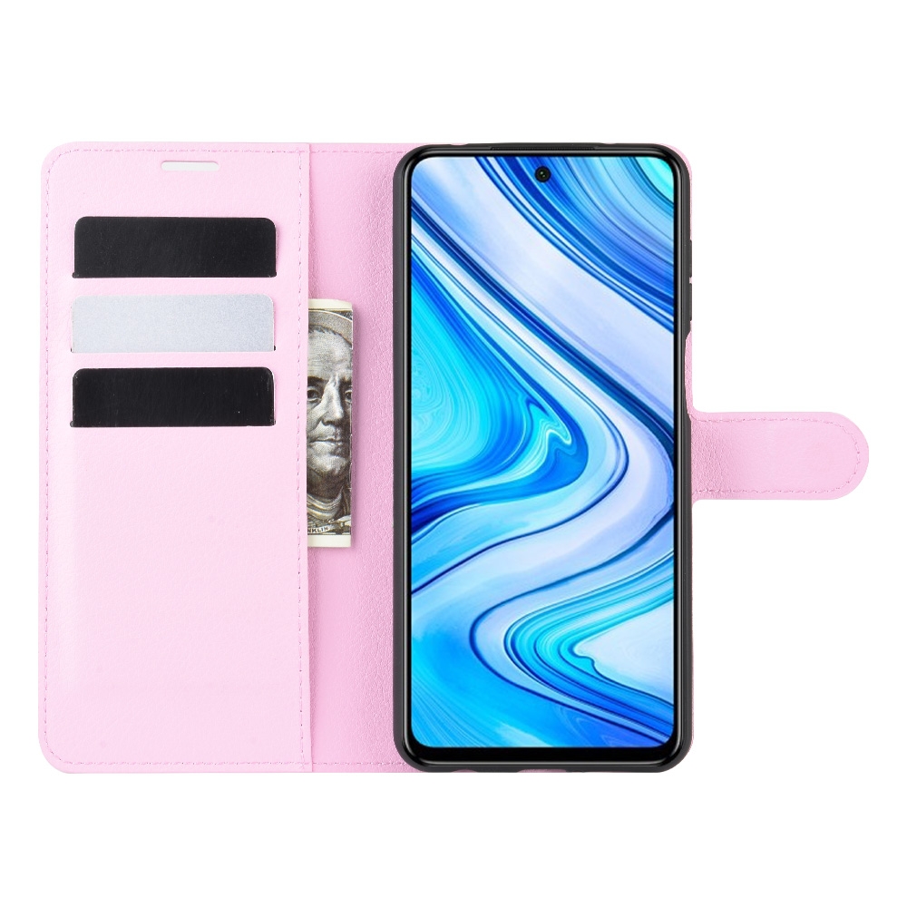 עבור Xiaomi Redmi Note 9S כיסוי ארנק / ספר עשוי מעור בצבע ורוד עם חריצים לכרטיסי אשראי