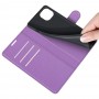 עבור Apple iPhone 13 כיסוי ארנק / ספר עשוי מעור בצבע סגול עם חריצים לכרטיסי אשראי