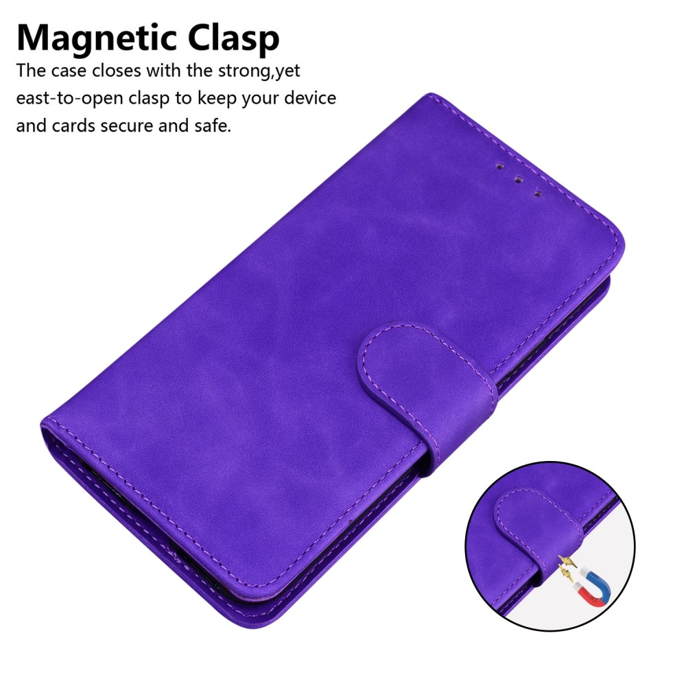 עבור OnePlus 8 כיסוי ארנק / ספר עשוי מעור בצבע סגול עם חריצים לכרטיסי אשראי