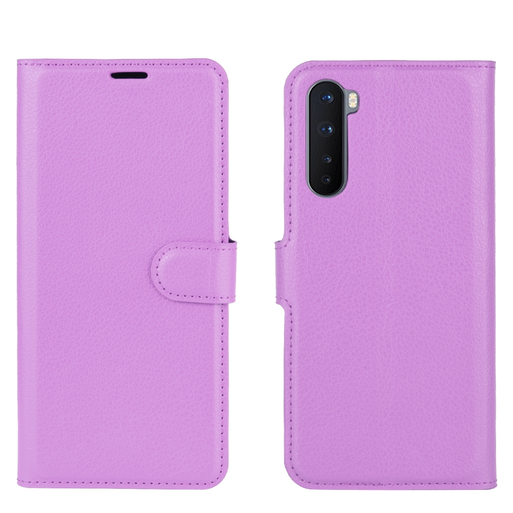עבור OnePlus Nord כיסוי ארנק / ספר עשוי מעור בצבע סגול עם חריצים לכרטיסי אשראי