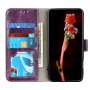עבור Oppo A54 כיסוי ארנק / ספר עשוי מעור בצבע סגול עם חריצים לכרטיסי אשראי