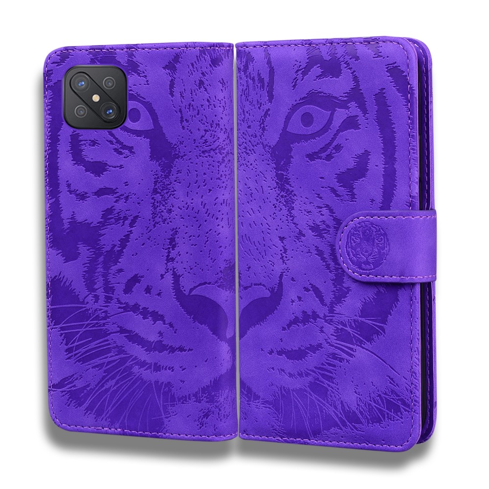 עבור Oppo Reno4 Z 5G כיסוי ארנק / ספר עשוי מעור בצבע סגול עם חריצים לכרטיסי אשראי