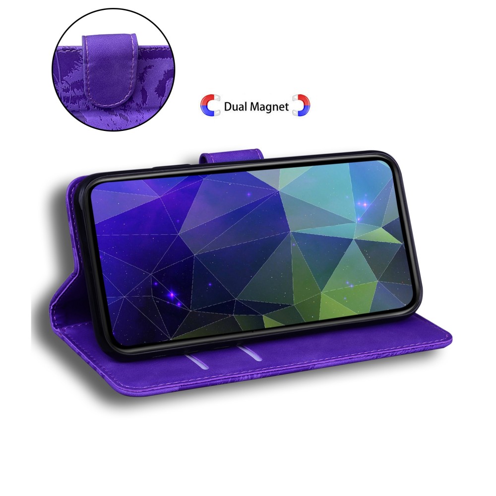 עבור Oppo Reno4 Z 5G כיסוי ארנק / ספר עשוי מעור בצבע סגול עם חריצים לכרטיסי אשראי