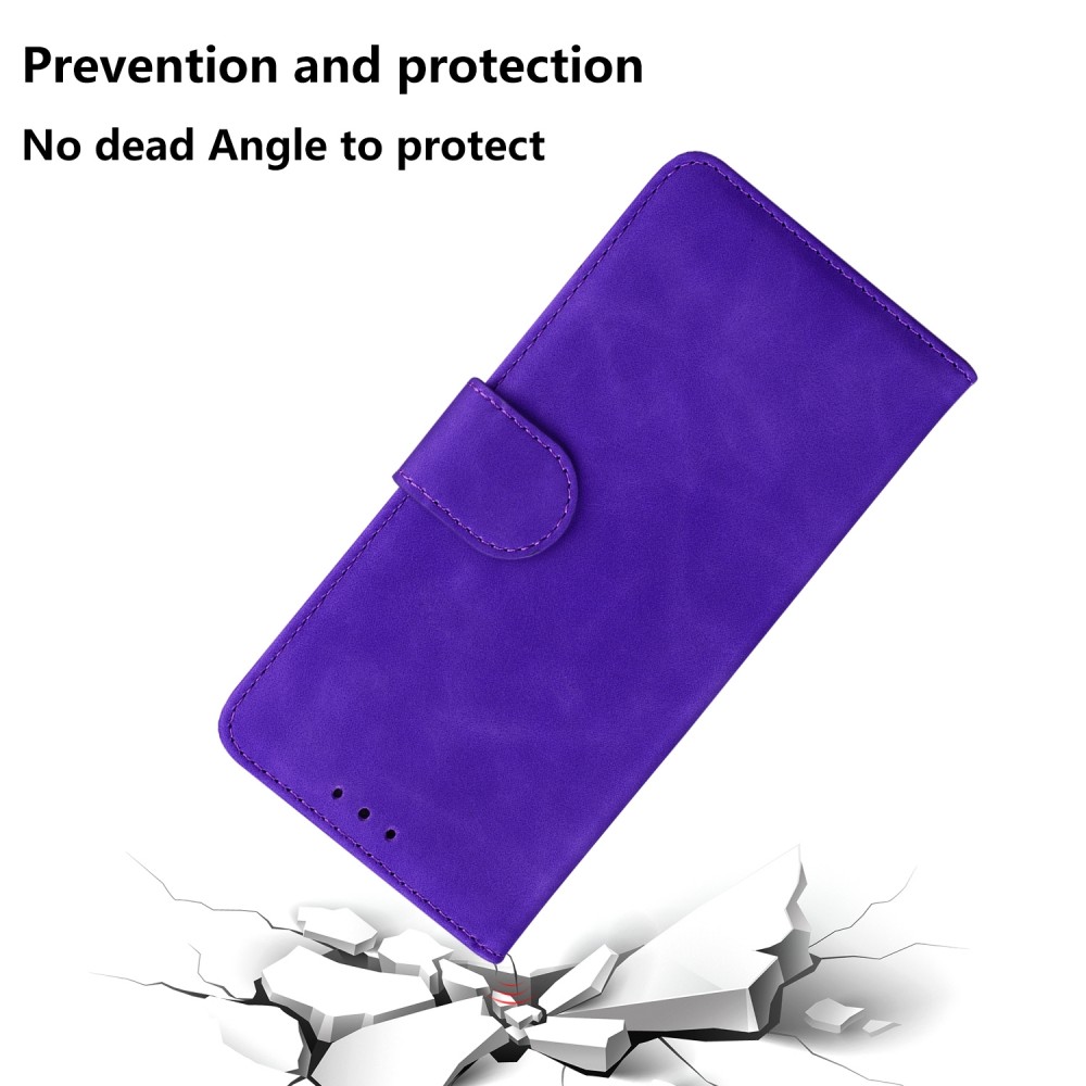 עבור Realme C17 כיסוי ארנק / ספר עשוי מעור בצבע סגול עם חריצים לכרטיסי אשראי