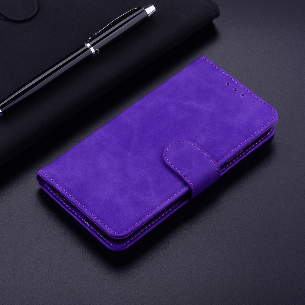 עבור Realme C17 כיסוי ארנק / ספר עשוי מעור בצבע סגול עם חריצים לכרטיסי אשראי
