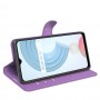עבור Realme C21Y כיסוי ארנק / ספר עשוי מעור בצבע סגול עם חריצים לכרטיסי אשראי