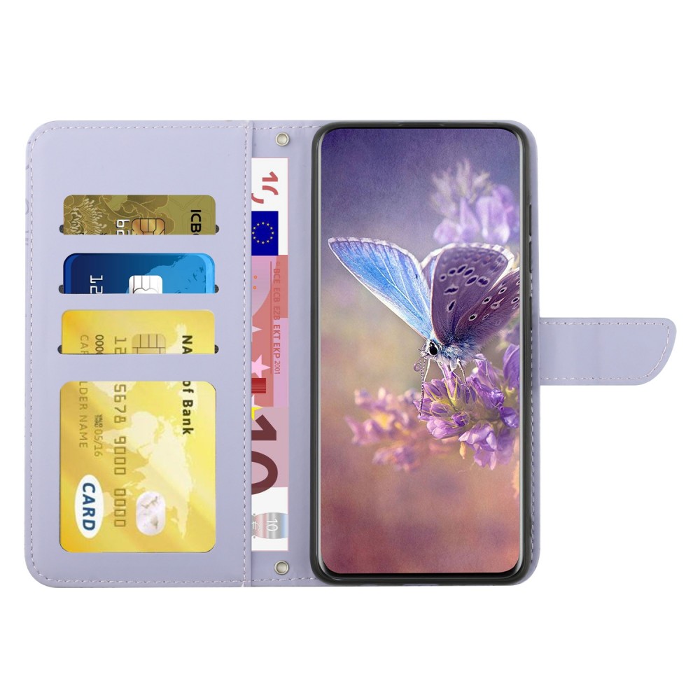 עבור Realme Narzo 50 כיסוי ארנק / ספר עשוי מעור בצבע סגול עם חריצים לכרטיסי אשראי