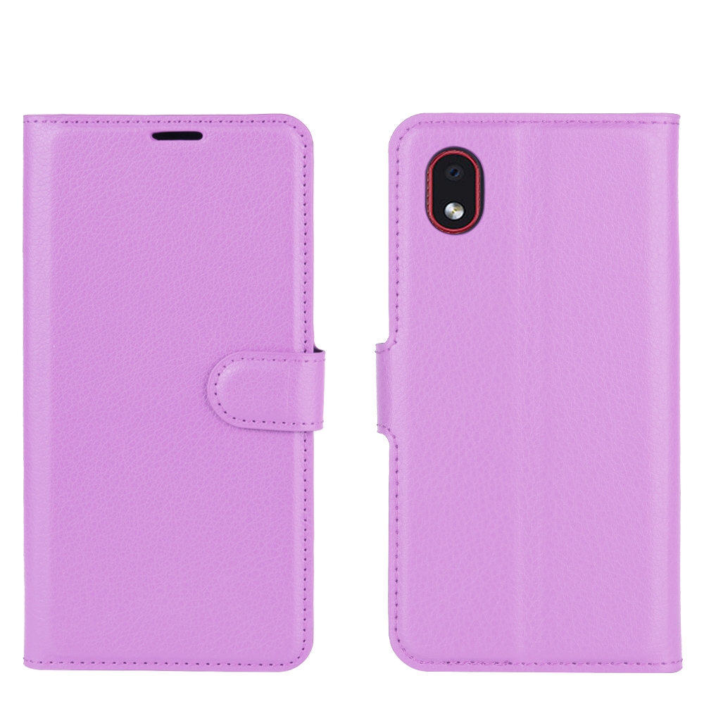 עבור Samsung Galaxy A01 Core כיסוי ארנק / ספר עשוי מעור בצבע סגול עם חריצים לכרטיסי אשראי