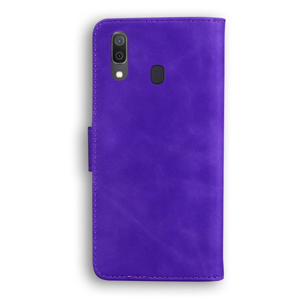 עבור Samsung Galaxy A20 כיסוי ארנק / ספר עשוי מעור בצבע סגול עם חריצים לכרטיסי אשראי