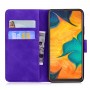 עבור Samsung Galaxy A20 כיסוי ארנק / ספר עשוי מעור בצבע סגול עם חריצים לכרטיסי אשראי