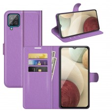 עבור Samsung Galaxy A22 כיסוי ארנק / ספר עשוי מעור בצבע סגול עם חריצים לכרטיסי אשראי