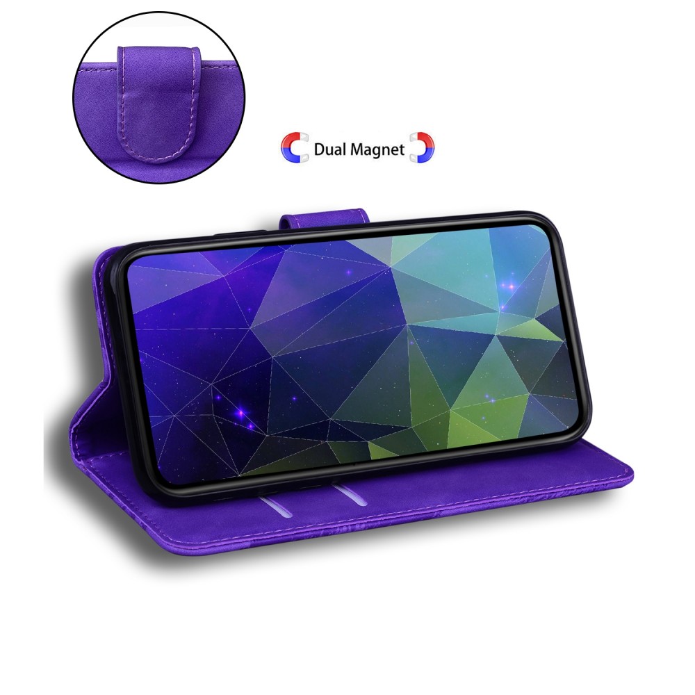 עבור Samsung Galaxy A30 כיסוי ארנק / ספר עשוי מעור בצבע סגול עם חריצים לכרטיסי אשראי