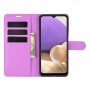 עבור Samsung Galaxy A32 5G כיסוי ארנק / ספר עשוי מעור בצבע סגול עם חריצים לכרטיסי אשראי