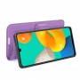 עבור Samsung Galaxy M32 כיסוי ארנק / ספר עשוי מעור בצבע סגול עם חריצים לכרטיסי אשראי