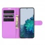עבור Samsung Galaxy S21 5G כיסוי ארנק / ספר עשוי מעור בצבע סגול עם חריצים לכרטיסי אשראי